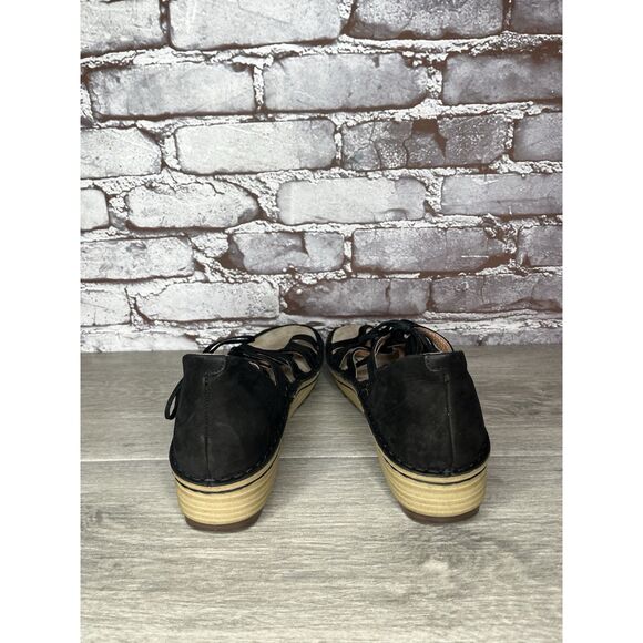 Naot Black Suede Leather Lace Up Open Toe Wedge Sandals Women’s Sz 39EU/8.5M US - Picture 11 of 16